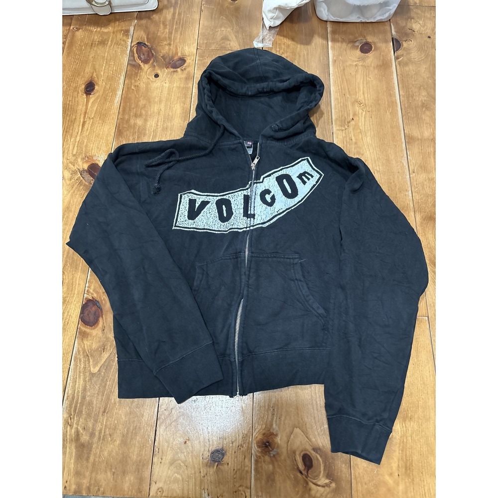 Volcom Men's Size L Black Full Zip Hoodie Sweatshirt Skate Surf Hooded Jacket